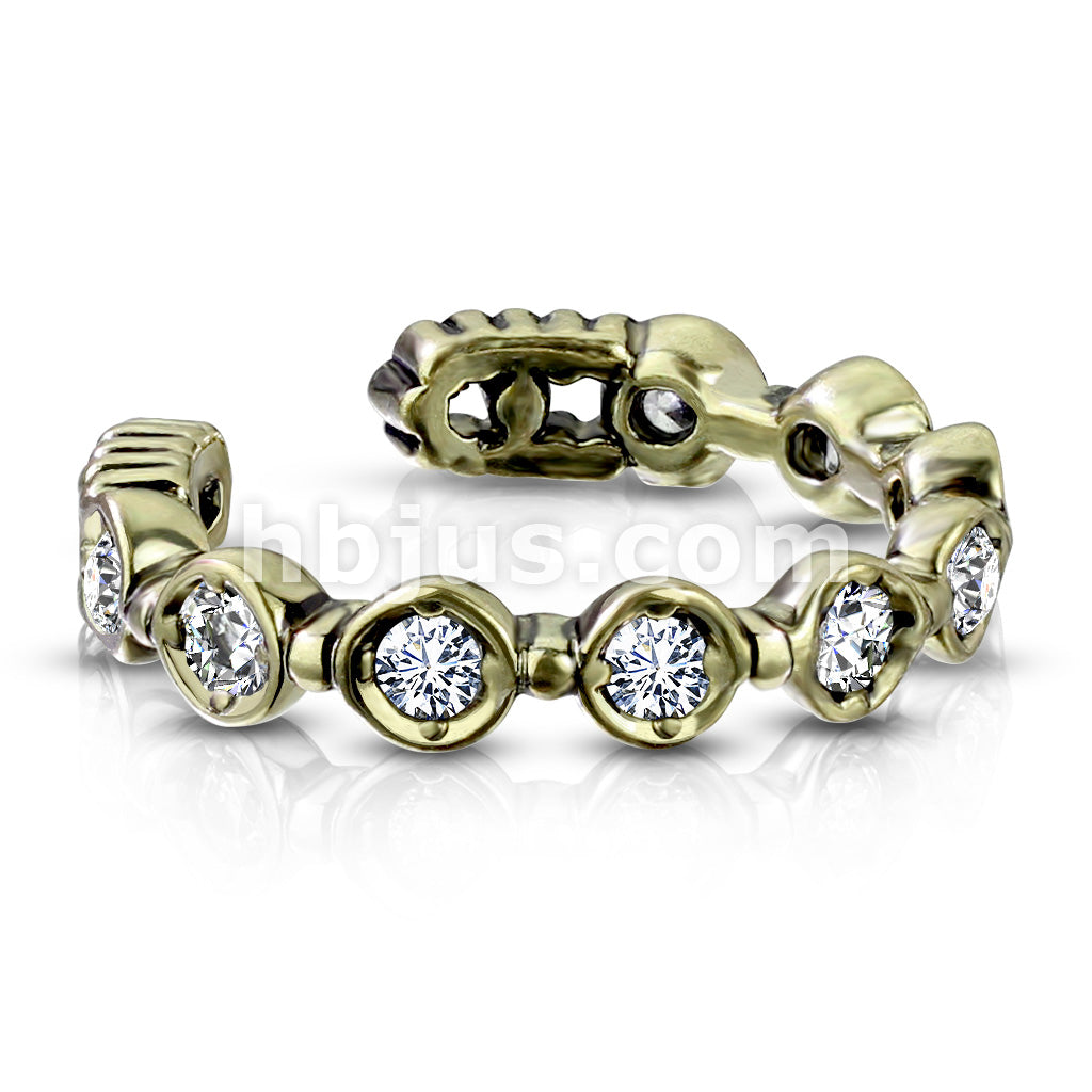 Brass 9 Round CZ Set Non-Piercing Ear Cuff - Image 3