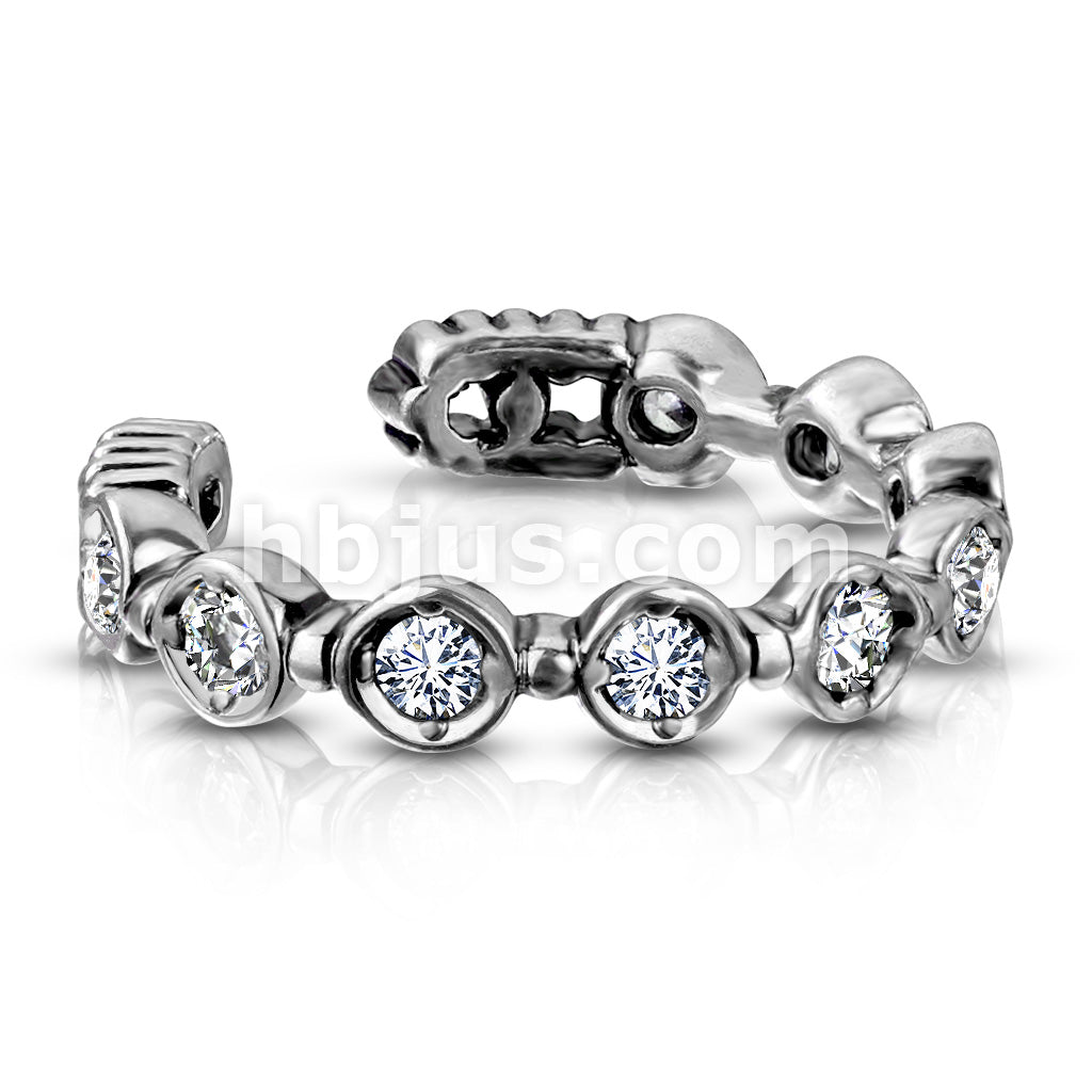 Brass 9 Round CZ Set Non-Piercing Ear Cuff - Image 4