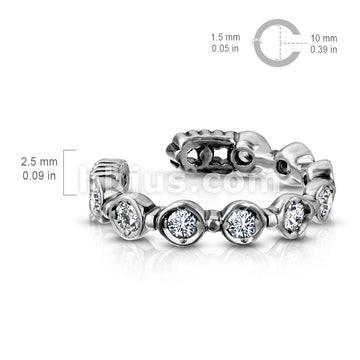 Brass 9 Round CZ Set Non-Piercing Ear Cuff - Image 5