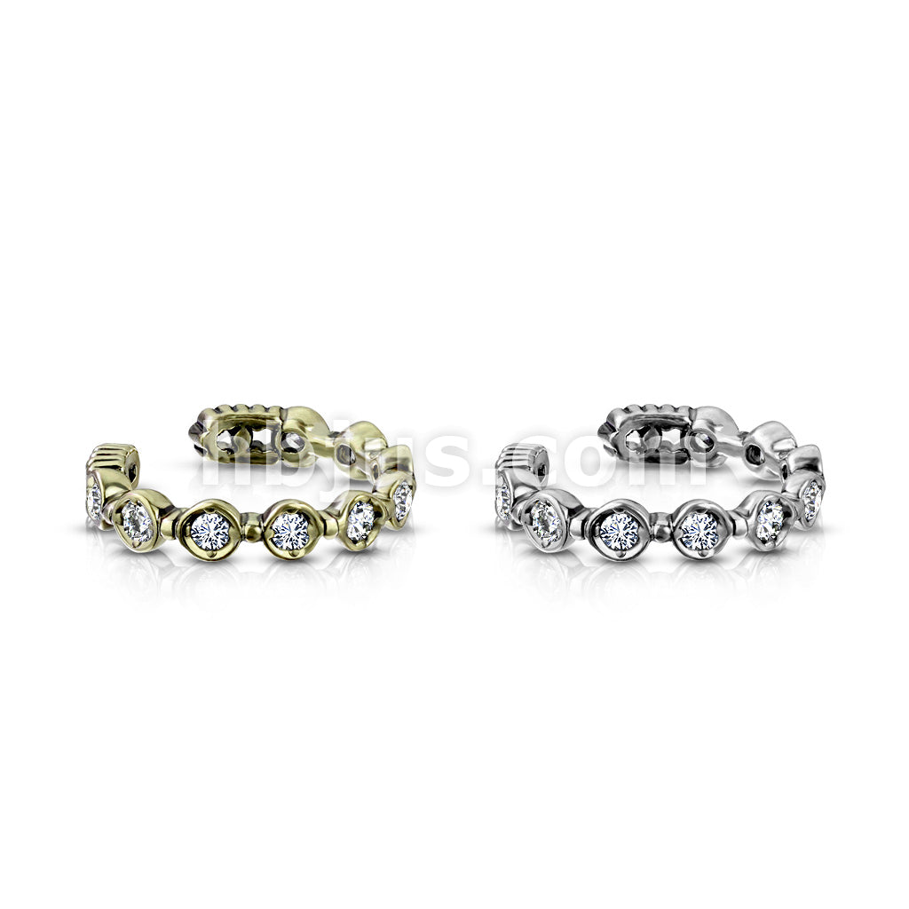 Brass 9 Round CZ Set Non-Piercing Ear Cuff - Image 6