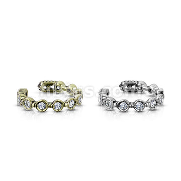Brass 9 Round CZ Set Non-Piercing Ear Cuff - Image 6