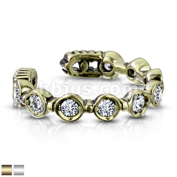 Brass 9 Round CZ Set Non-Piercing Ear Cuff - Image 2