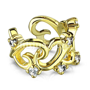 Brass Filigree Linked Hearts With CZ Accents Non-Piercing Ear Cuff - Image 3