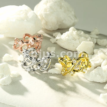 Brass Filigree Linked Hearts With CZ Accents Non-Piercing Ear Cuff - Image 8