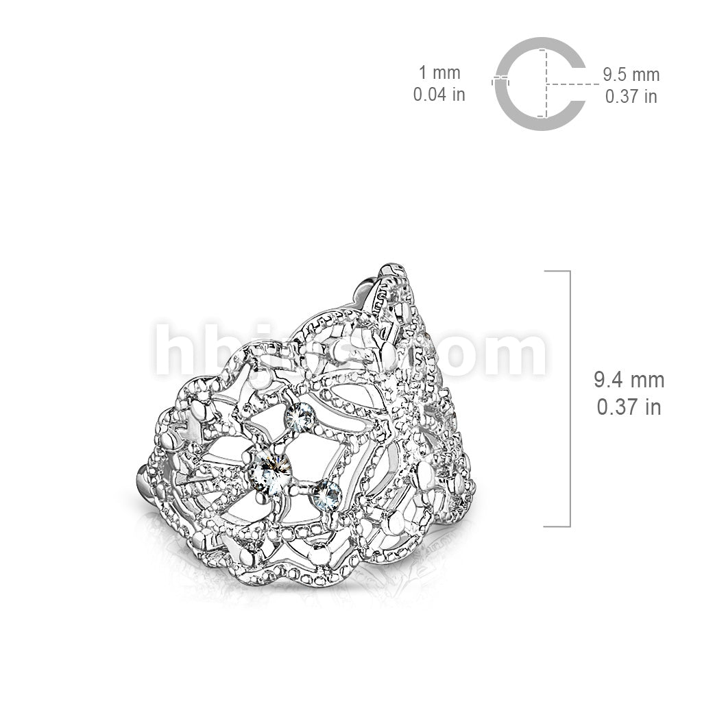 Brass Filigree Butterfly With Flush Prong Set CZ Accented Non-Piercing... - Image 3