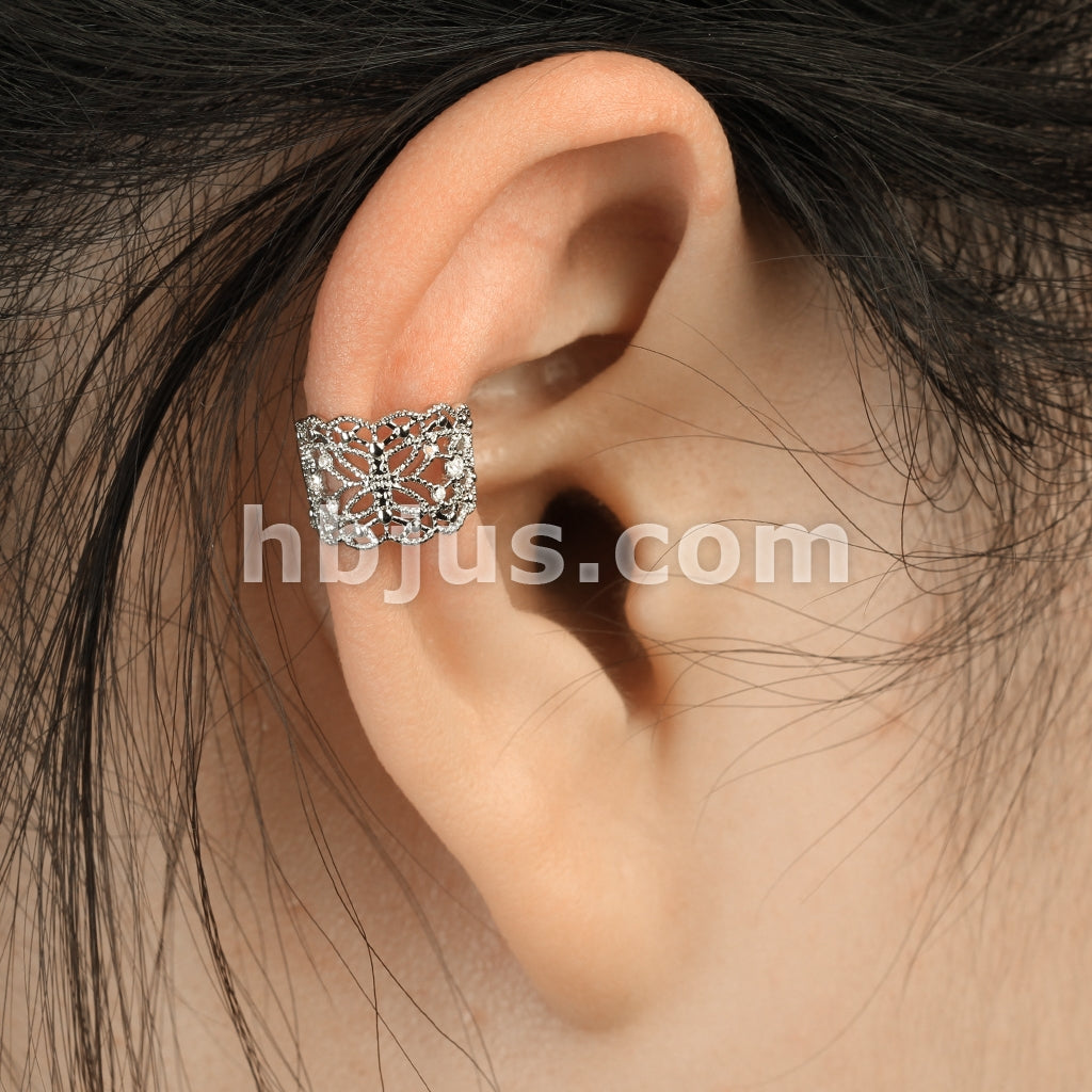 Brass Filigree Butterfly With Flush Prong Set CZ Accented Non-Piercing... - Image 4