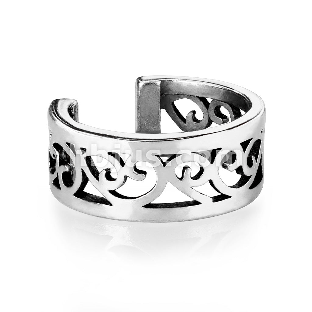 Brass Filigree Heart Cut Out Non-Piercing Ear Cuff - Image 3