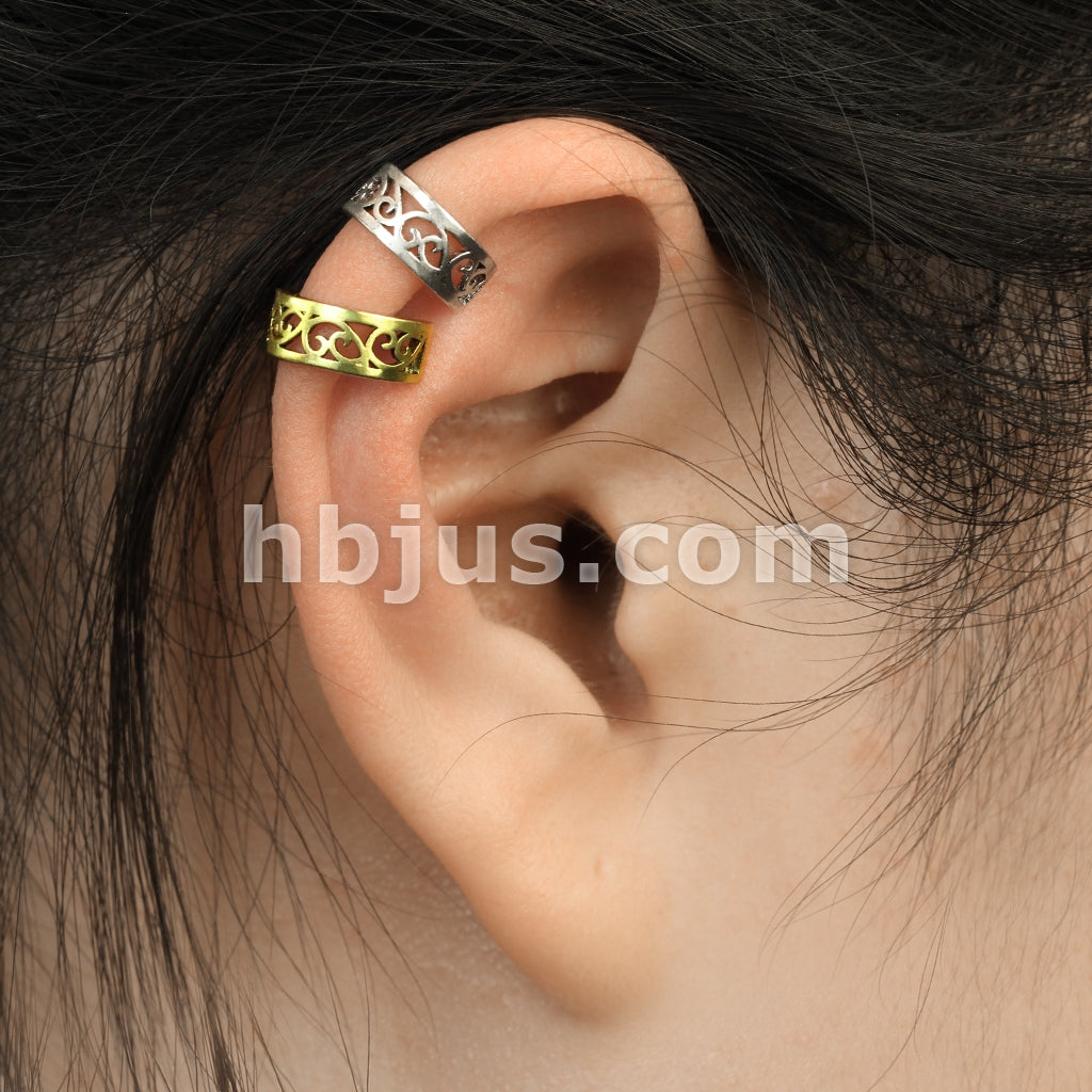 Brass Filigree Heart Cut Out Non-Piercing Ear Cuff - Image 6