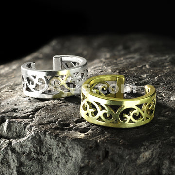 Brass Filigree Heart Cut Out Non-Piercing Ear Cuff - Image 7