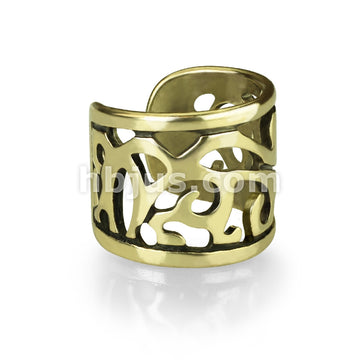 Brass Wide Filigree Cut Out Non-Piercing Ear Cuff - Image 2