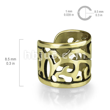 Brass Wide Filigree Cut Out Non-Piercing Ear Cuff - Image 4