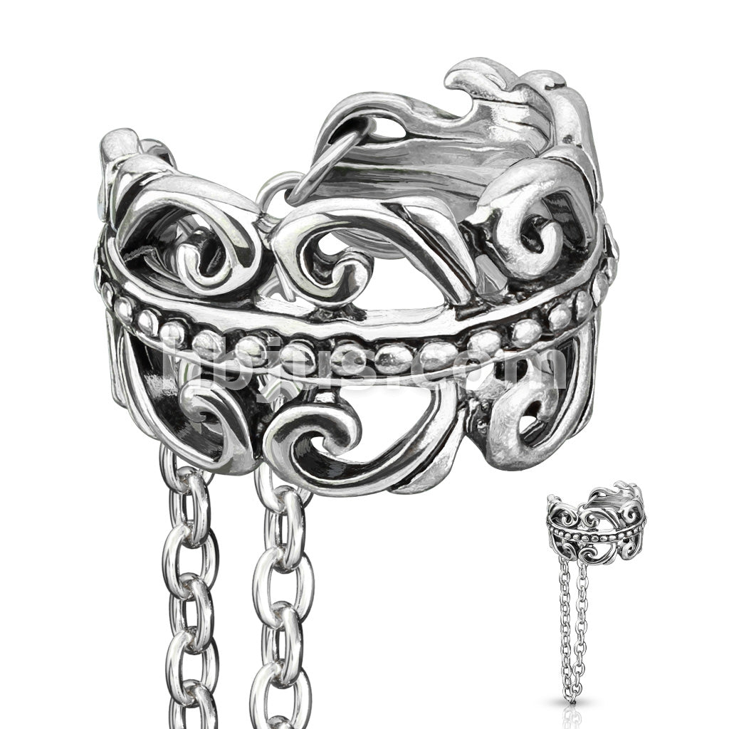 Brass Chain Linked Celtic Heart Non-Piercing Ear Cuff - Image 4