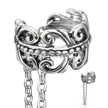 Brass Chain Linked Celtic Heart Non-Piercing Ear Cuff - Image 4