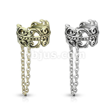 Brass Chain Linked Celtic Heart Non-Piercing Ear Cuff - Image 6