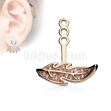 Micro Pave CZ Leaf Earring Jacket / Cartilage Stud Add on Dangle - Image 4