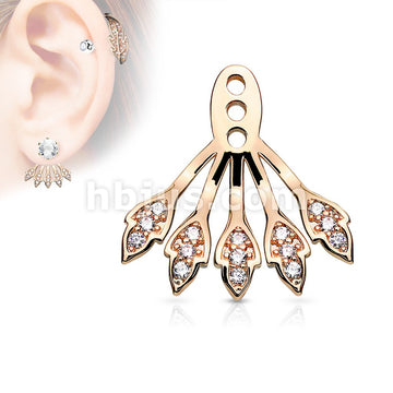 Five Micro Pave CZ Leaves Earring Jacket / Cartilage Stud Add on Dangle - Image 4