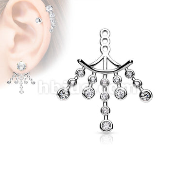 CZ Set Chandelier Earring Jacket / Cartilage Stud Add on Dangle - Image 2