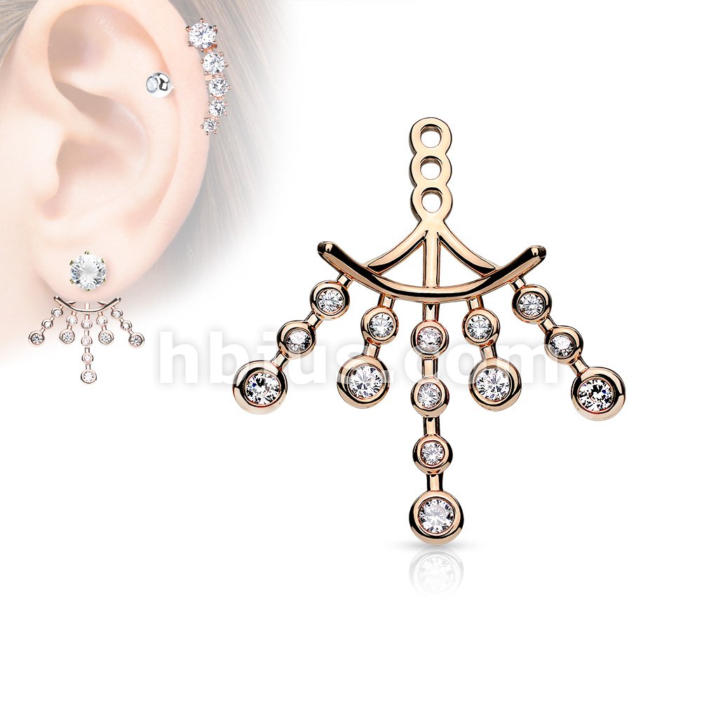 CZ Set Chandelier Earring Jacket / Cartilage Stud Add on Dangle - Image 4