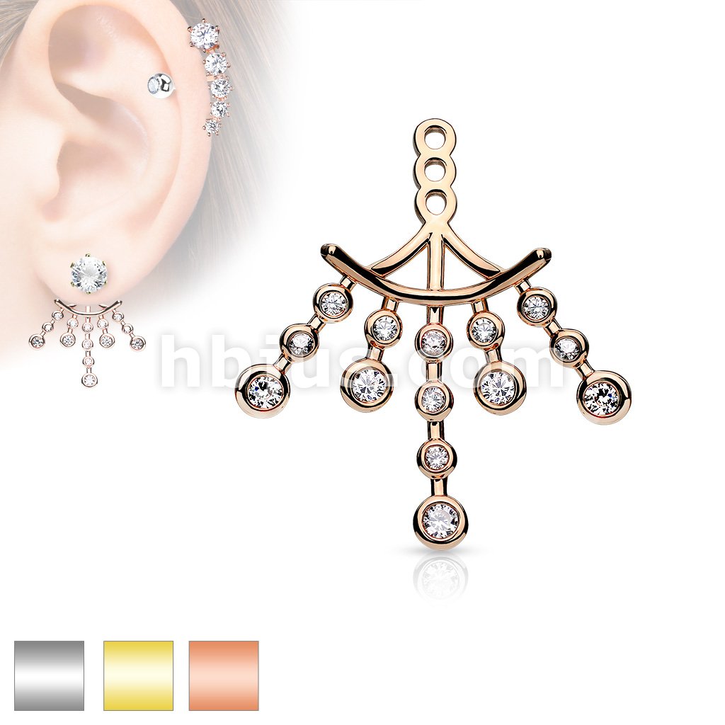 CZ Set Chandelier Earring Jacket / Cartilage Stud Add on Dangle