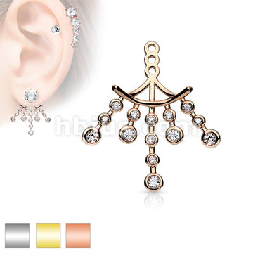 CZ Set Chandelier Earring Jacket / Cartilage Stud Add on Dangle