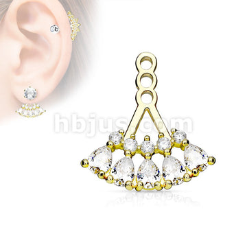 5 Teardrop Array Prong Set CZ Earring Jacket / Cartilage Stud Add on Dangle - Image 3