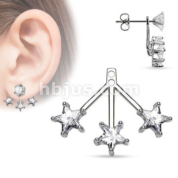 3 Star CZ Fan Add On Earring/Cartilage barbell Jacket - Image 2