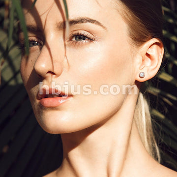 Pair of .925 Sterling Silver Stud Earrings/CZ Paved Round With 5mm CZ... - Image 7