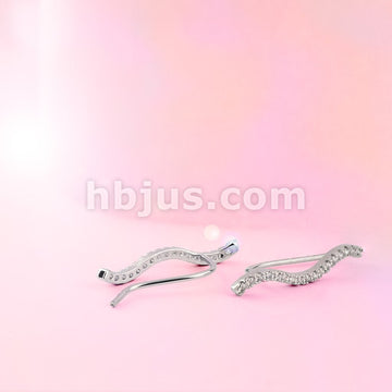 Brass Pair of Micro CZ Paved Wave Prepacked Ear Crawler/Ear Climber - Image 3