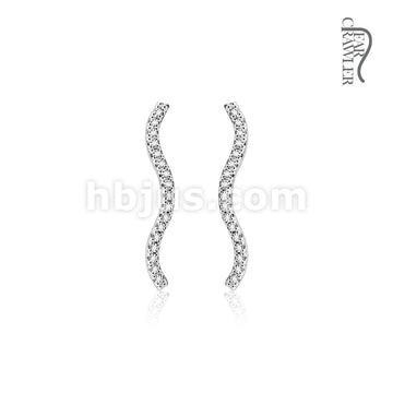 Brass Pair of Micro CZ Paved Wave Prepacked Ear Crawler/Ear Climber - Image 2