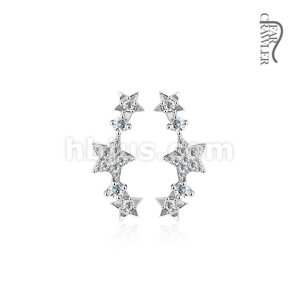 Brass Pair of CZ Paved Stars Prepacked Ear Crawler/Ear Climber - Image 3