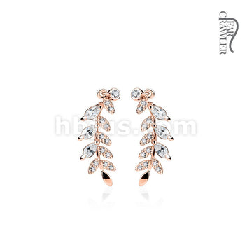 Brass Pair of Marquise Cut CZs and CZ Paved Leaf Prepacked Ear... - Image 7