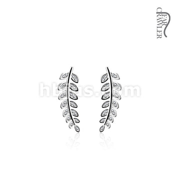 Brass Pair of CZ Paved Olive Leaf Prepacked Ear Crawler/Ear Climber - Image 3