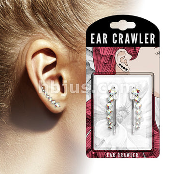 Brass Pair of Seven Round Crystals Ascending Prepackaged Ear... - Image 3