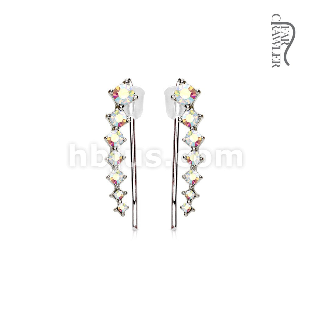 Brass Pair of Seven Round Crystals Ascending Prepackaged Ear... - Image 4