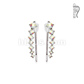Brass Pair of Seven Round Crystals Ascending Prepackaged Ear... - Image 4