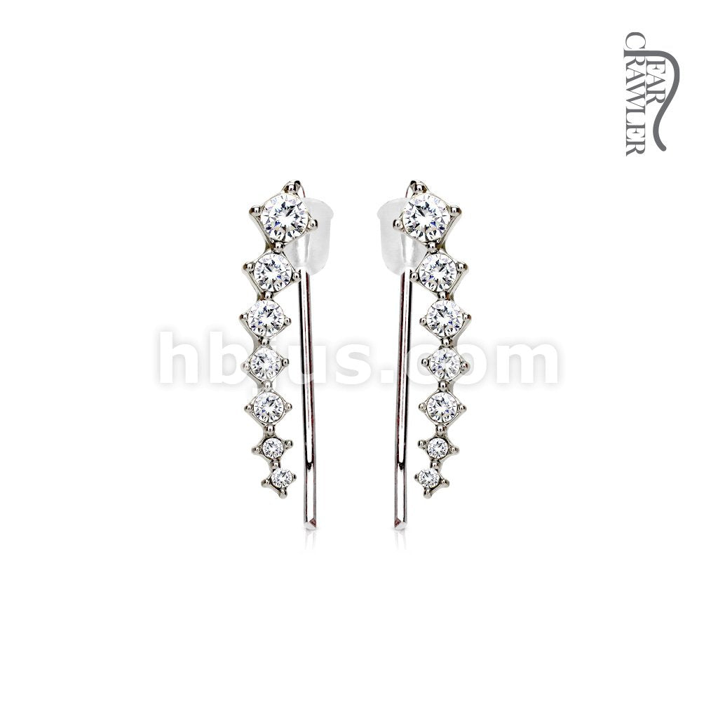 Brass Pair of Seven Round Crystals Ascending Prepackaged Ear... - Image 6