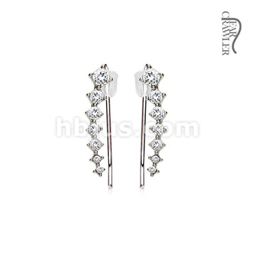 Brass Pair of Seven Round Crystals Ascending Prepackaged Ear... - Image 6