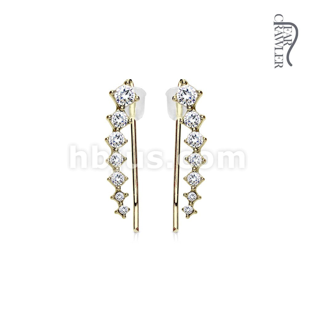 Brass Pair of Seven Round Crystals Ascending Prepackaged Ear... - Image 7