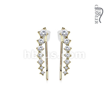 Brass Pair of Seven Round Crystals Ascending Prepackaged Ear... - Image 7
