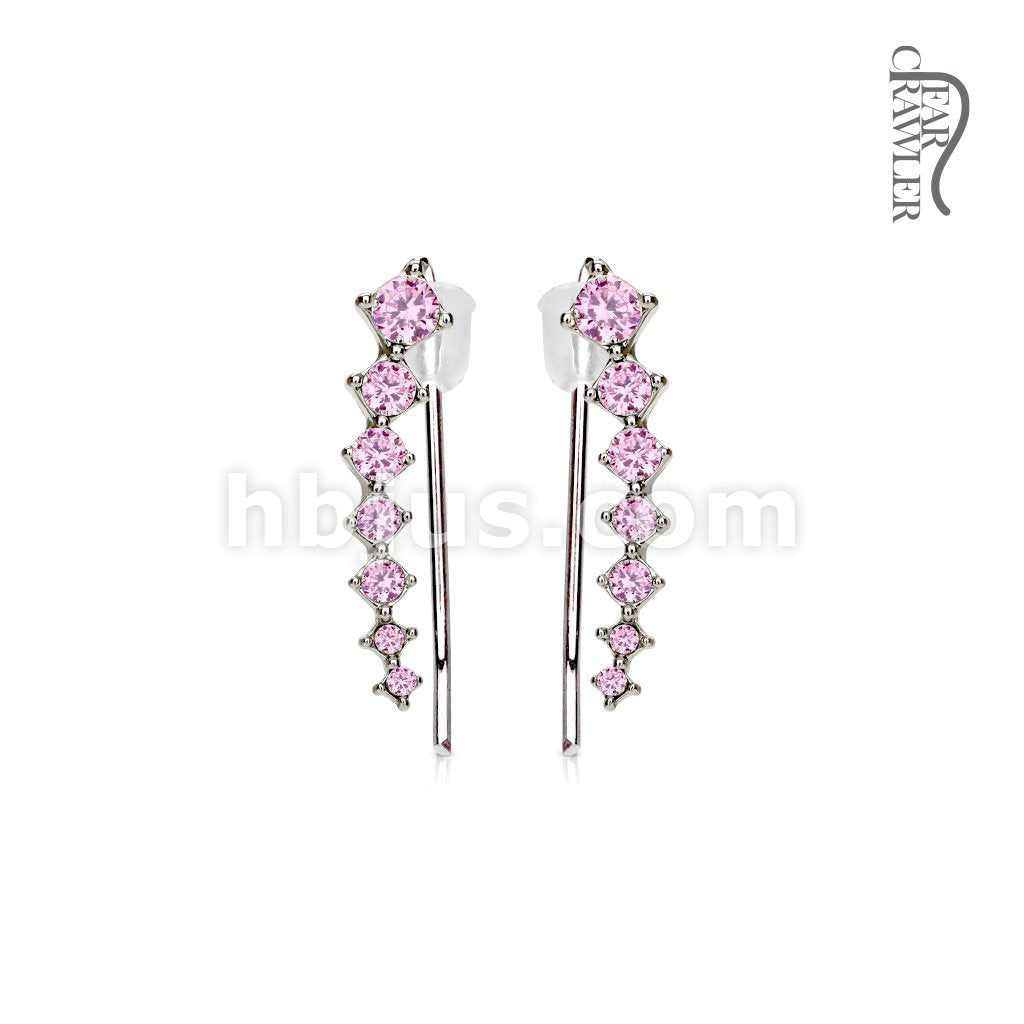 Brass Pair of Seven Round Crystals Ascending Prepackaged Ear... - Image 9