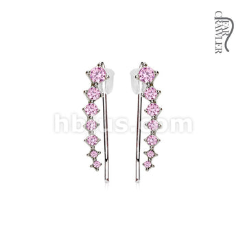 Brass Pair of Seven Round Crystals Ascending Prepackaged Ear... - Image 9