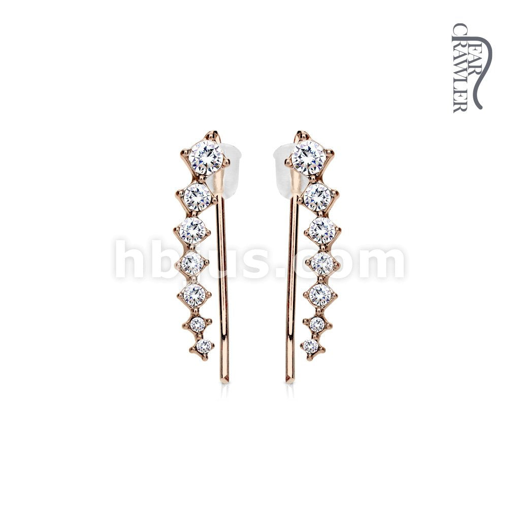 Brass Pair of Seven Round Crystals Ascending Prepackaged Ear... - Image 10
