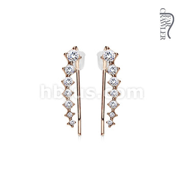 Brass Pair of Seven Round Crystals Ascending Prepackaged Ear... - Image 10