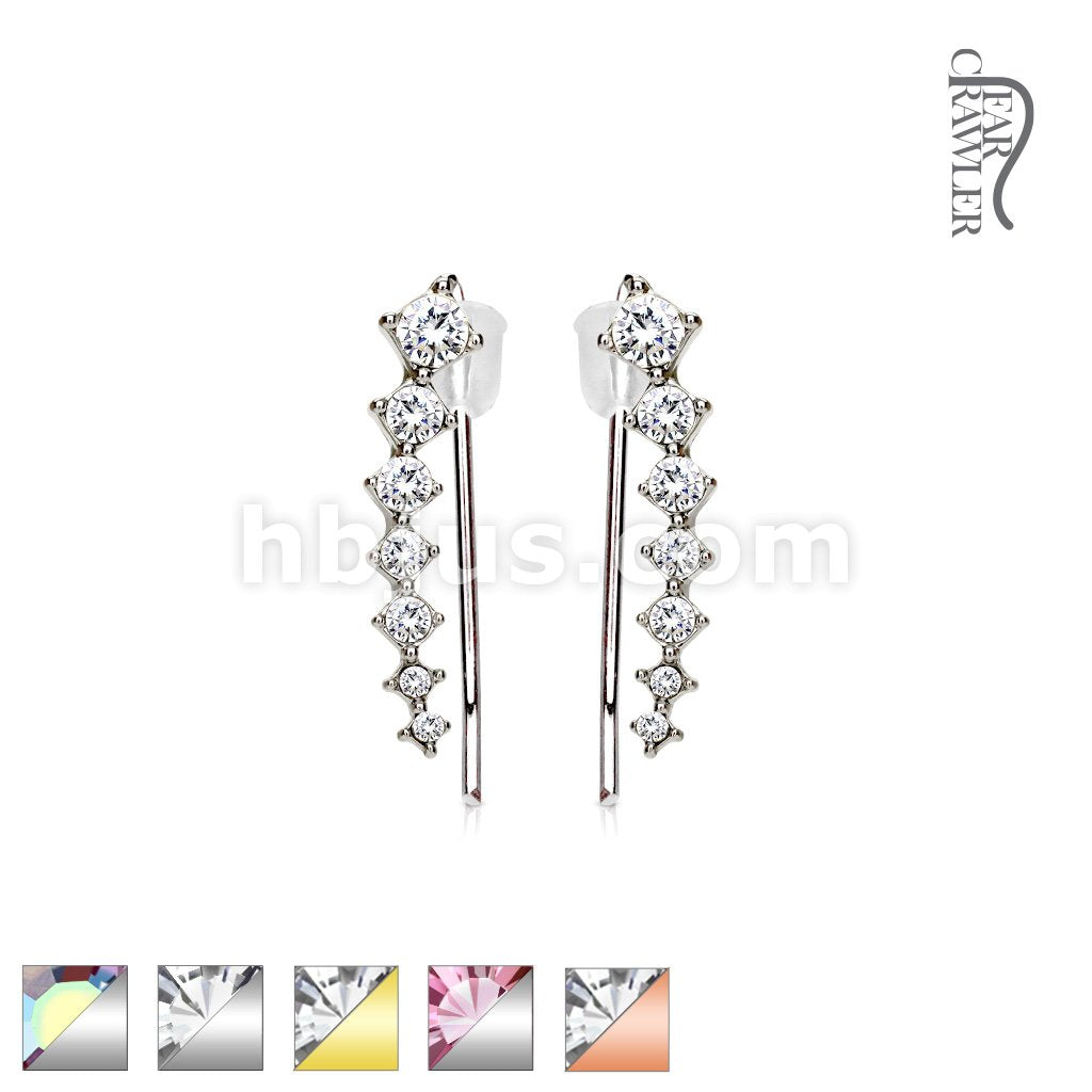 Brass Pair of Seven Round Crystals Ascending Prepackaged Ear... - Image 2