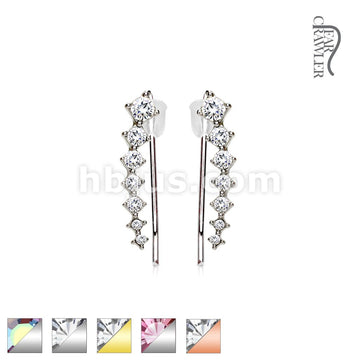 Brass Pair of Seven Round Crystals Ascending Prepackaged Ear... - Image 2