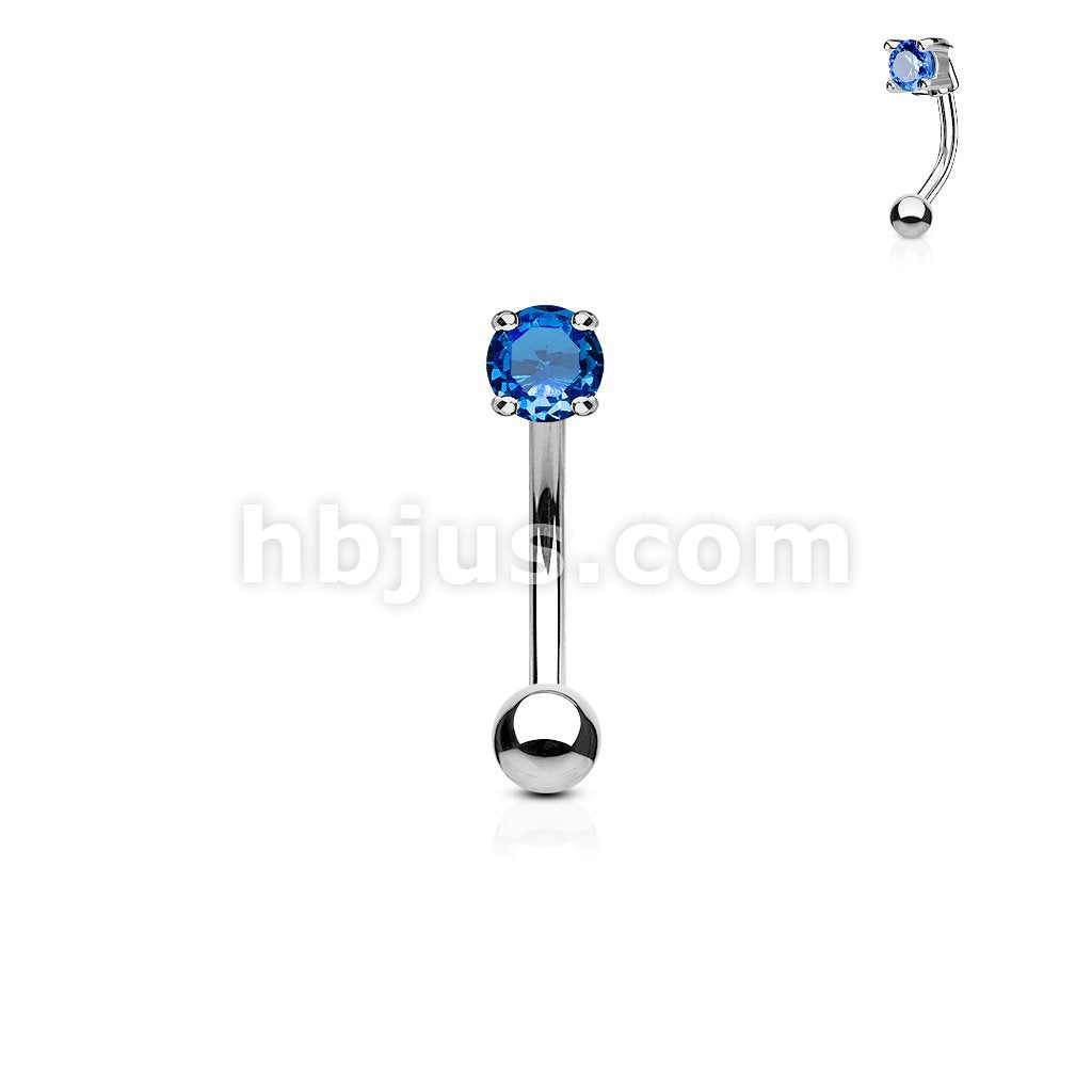 316L Surgical Steel 3mm CZ Prong Set 316L Surgical Steel Eyebrow Rings/... - Image 2