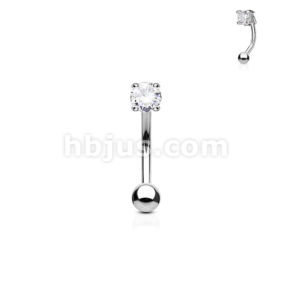 316L Surgical Steel 3mm CZ Prong Set 316L Surgical Steel Eyebrow Rings/... - Image 3