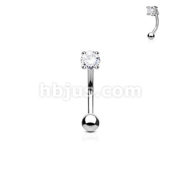 316L Surgical Steel 3mm CZ Prong Set 316L Surgical Steel Eyebrow Rings/... - Image 3