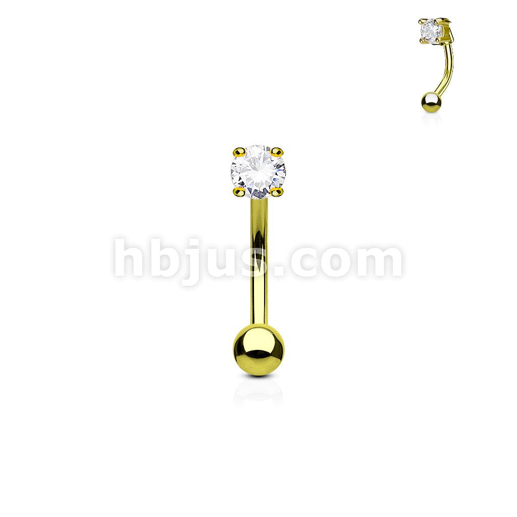 316L Surgical Steel 3mm CZ Prong Set 316L Surgical Steel Eyebrow Rings/... - Image 4