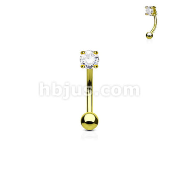 316L Surgical Steel 3mm CZ Prong Set 316L Surgical Steel Eyebrow Rings/... - Image 4